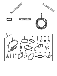  Двигатель Yanmar L100V6-KEKR2, узел -  ЯРЛЫКИ 