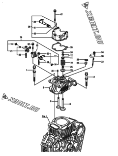  Двигатель Yanmar L100V6-KEDK2, узел -  Головка блока цилиндров (ГБЦ) 