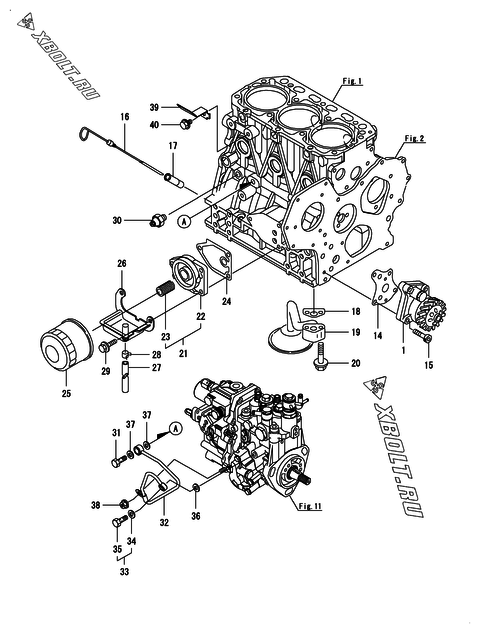  Система смазки двигателя Yanmar 3TNV88-BPMBA