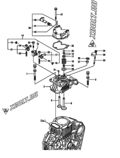  Двигатель Yanmar L100N1-REMK2, узел -  Головка блока цилиндров (ГБЦ) 