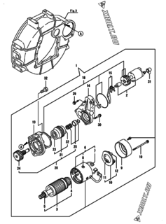  Двигатель Yanmar 4TNV88-ZKASB, узел -  Стартер 