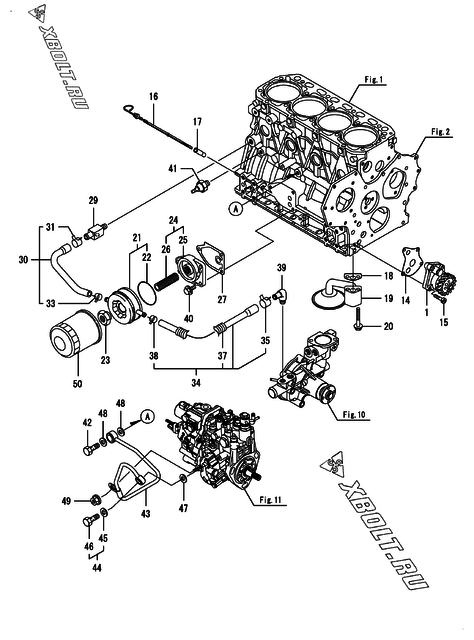  Система смазки двигателя Yanmar 4TNV88-BDHKS1