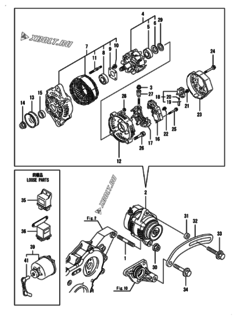  Двигатель Yanmar 4TNV88-BDHKS1, узел -  Генератор 