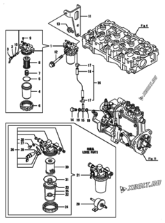 Двигатель Yanmar 3TNV70-KUSS, узел -  Топливопровод 