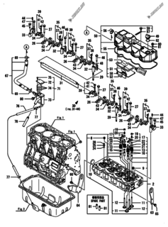  Двигатель Yanmar 4TNV98T-ZNHK, узел -  Головка блока цилиндров (ГБЦ) 