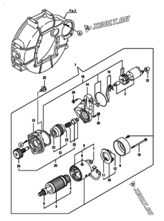  Двигатель Yanmar 4TNV88-ZPHB, узел -  Стартер 