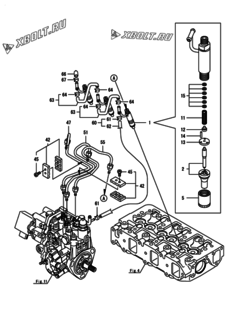  Двигатель Yanmar 3TNV88F-EPHB, узел -  Форсунка 