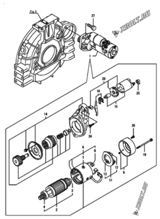  Двигатель Yanmar 4TNV98-AVHBW1, узел -  Стартер 
