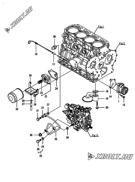  Система смазки двигателя Yanmar 4TNV88-BPHBB