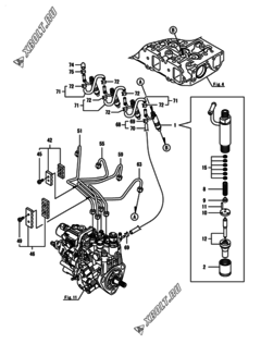  Двигатель Yanmar 4TNV88-BPHBB, узел -  Форсунка 
