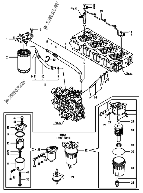  Топливопровод двигателя Yanmar 4TNV98T-SIK