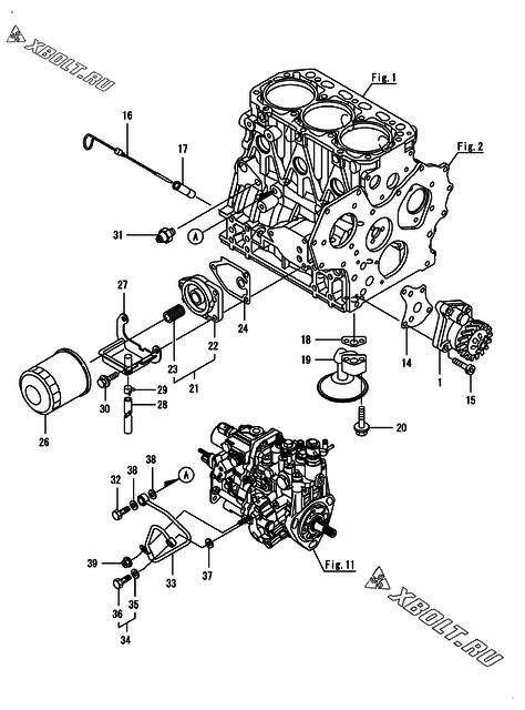  Система смазки двигателя Yanmar 3TNV88-BQIKA1