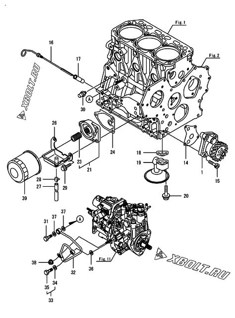  Система смазки двигателя Yanmar 3TNV88-BPHBB