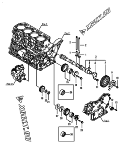  Двигатель Yanmar 4TNV88C-DHKS, узел -  Распредвал и приводная шестерня 