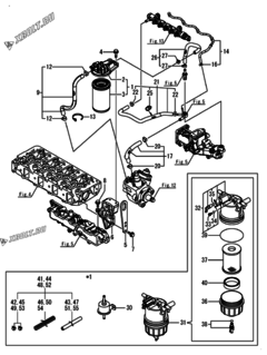  Двигатель Yanmar 4TNV88C-DHKS, узел -  Топливопровод 