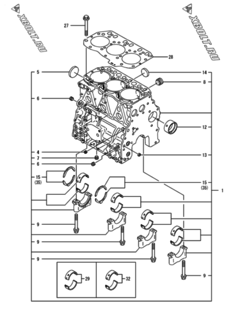  Двигатель Yanmar 3TNV82A-BPYBD, узел -  Блок цилиндров 