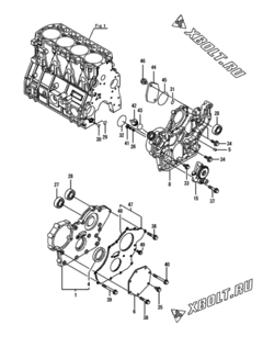  Двигатель Yanmar 4TNV94L-BXPHZ, узел -  Корпус редуктора 