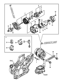  Двигатель Yanmar 4TNV94L-BXPHZ, узел -  Генератор 
