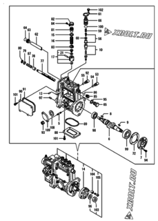  Двигатель Yanmar 3TNV76-SPR, узел -  Топливный насос высокого давления (ТНВД) 