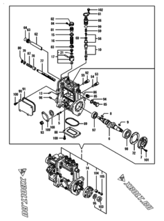  Двигатель Yanmar 3TNV70-PHBB, узел -  Топливный насос высокого давления (ТНВД) 