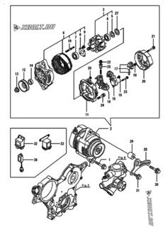  Двигатель Yanmar 3TNV70-PHBB, узел -  Генератор 