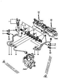  Двигатель Yanmar 4TNV86CT-KKTF, узел -  Форсунка 