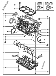  Двигатель Yanmar 3TNM72-BKK, узел -  Блок цилиндров 