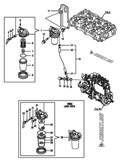  Двигатель Yanmar 3TNM72-BKK, узел -  Топливопровод 