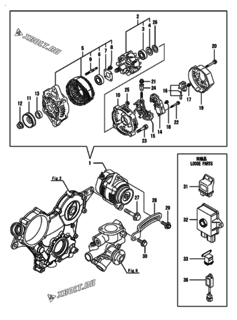  Двигатель Yanmar 3TNV80F-SNHB, узел -  Генератор 