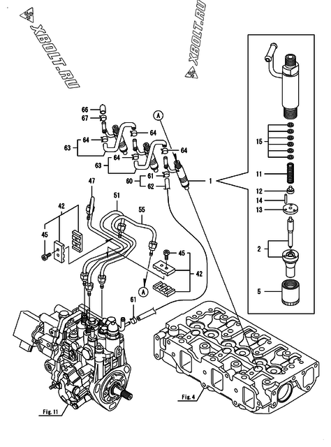  Форсунка двигателя Yanmar 3TNV88-EPHB