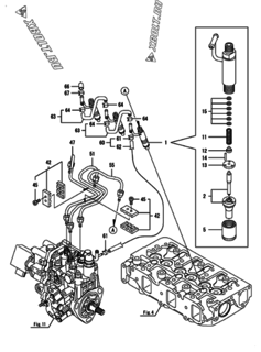  Двигатель Yanmar 3TNV88-EPHB, узел -  Форсунка 
