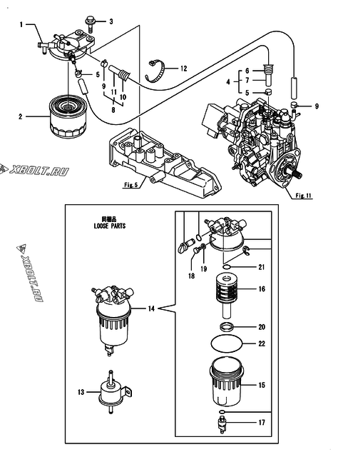  Топливопровод двигателя Yanmar 3TNV88-EPHB