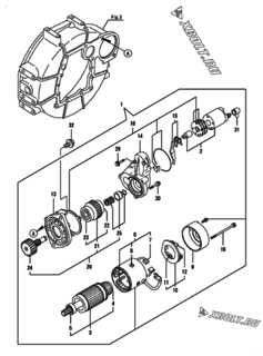  Двигатель Yanmar 3TNV88-EPHB, узел -  Стартер 