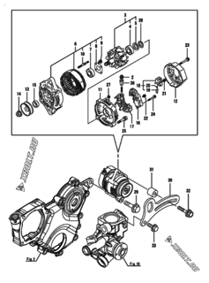  Двигатель Yanmar 3TNM72-HHFCG, узел -  Генератор 
