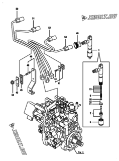  Двигатель Yanmar 4TNV98-ZNKTC, узел -  Форсунка 