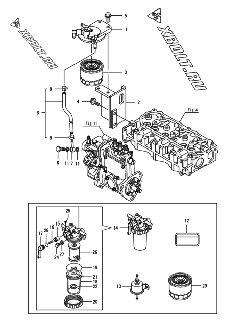  Топливопровод двигателя Yanmar 3TNV76-SSU