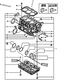  Двигатель Yanmar 3TNM74F-SAFS, узел -  Блок цилиндров 