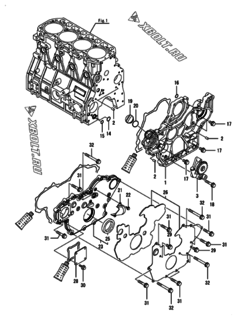  Двигатель Yanmar 4TNV98C-WHBW5, узел -  Корпус редуктора 