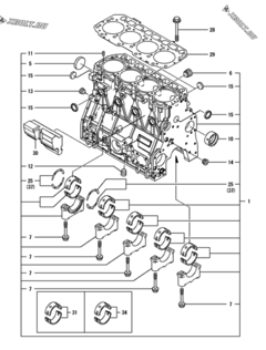  Двигатель Yanmar 4TNV94L-SSUC, узел -  Блок цилиндров 