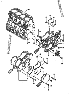  Двигатель Yanmar 4TNV94L-BVLG, узел -  Корпус редуктора 