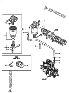  Двигатель Yanmar 4TNE94L-BSSNM, узел -  Топливопровод 