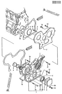  Двигатель Yanmar 3TN82L-RGH, узел -  Корпус редуктора 
