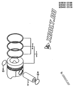  Двигатель Yanmar 3TN82L-RGB, узел -  Поршень 
