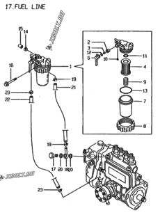  Двигатель Yanmar 4TN84TE-G1, узел -  Топливопровод 