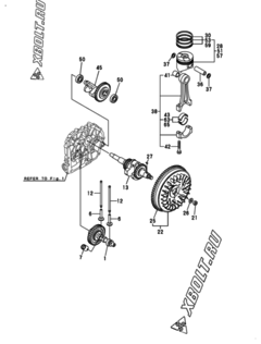  Двигатель Yanmar L70N5-GETM, узел -  Коленвал, поршень и распредвал 