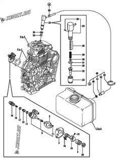 Двигатель Yanmar L100N6CA1T1CAID, узел -  Топливный насос высокого давления (ТНВД) и форсунка 