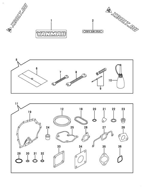  Инструменты, шильды и комплект прокладок двигателя Yanmar L48N5EK9F9HAMA