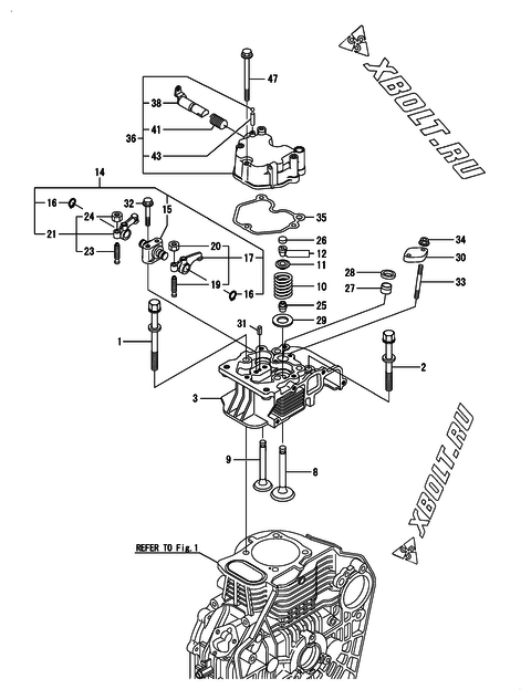  Головка блока цилиндров (ГБЦ) двигателя Yanmar L100N6FF9P1AAAG