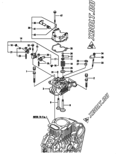  Двигатель Yanmar L100N5EF1T1AAS1, узел -  Головка блока цилиндров (ГБЦ) 