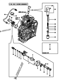  Двигатель Yanmar L100N5CL2T1HAIC, узел -  Топливный насос высокого давления (ТНВД) и форсунка 